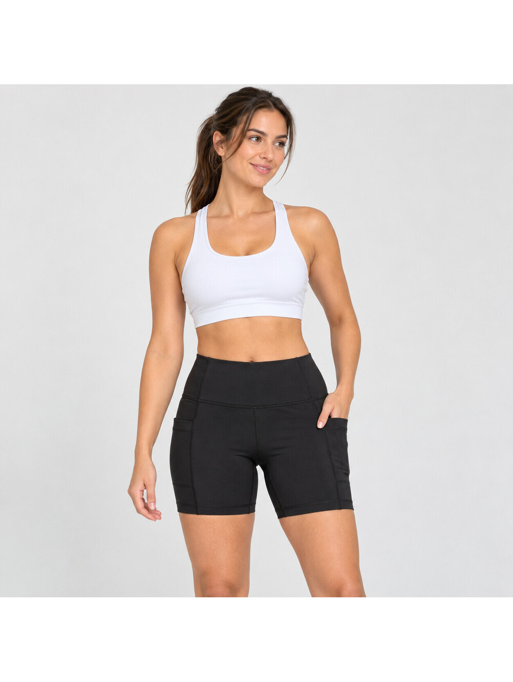 Baleaf Black Biker Shorts Women's M Pull On Elastic Waist Stretch Thigh Compress